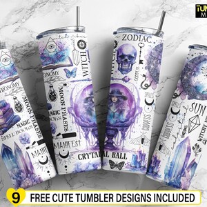 Zodiac Magic Tumbler, 20 oz smal tumblermall, skalle sublimering, grundläggande häxkonst digital nedladdning