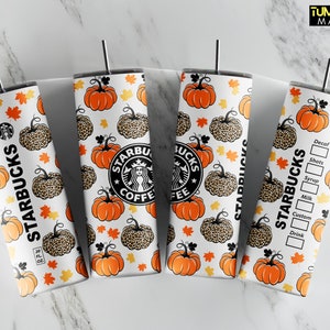 Fall vibes Tumbler, 20 oz Skinny Tumbler, Starbucks Tumbler Sublimation, Autumn Fall Pumpkins Digital Download