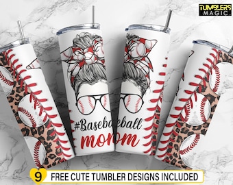 Baseball Mom Tumbler, Baseball Mama Tumbler Template 20 oz Skinny Tumbler, Sport Tumbler template Sublimation, Sports Mom Digital Download