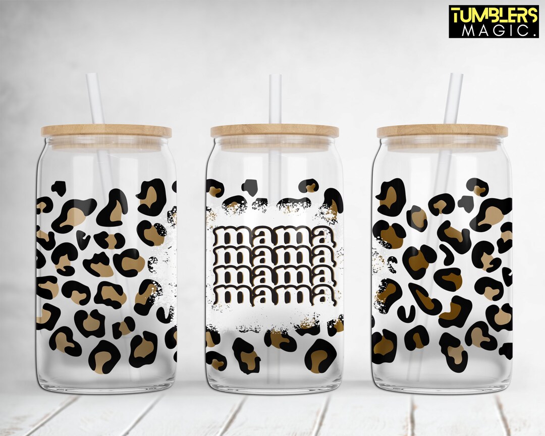 Mama Can Glass Tumbler, 16 Oz Glass Can Tumbler, Libbey Leopard 20 Oz ...