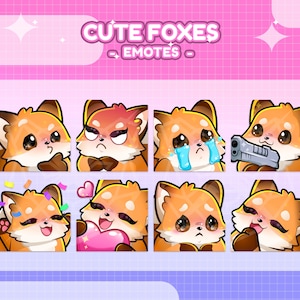 Cute Fox Emotes - 8x Kawaii Fox Emotes for Twitch (and Discord) | Animal emote pack