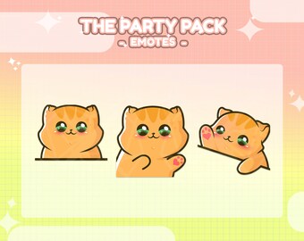 ANIMATED Cat Badges Pack - 3x Orange Animated Bango, Dance and Bongo Cat Emotes for Twitch (and Discord) | Cute Kawaii Cat Emotes