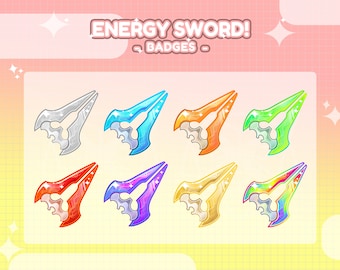 Halo Energy Sword Badges Pack - 8x Sword Sub/Bit Badges for Twitch (and Discord) | Halo Badge pack / Rainbow Kawaii