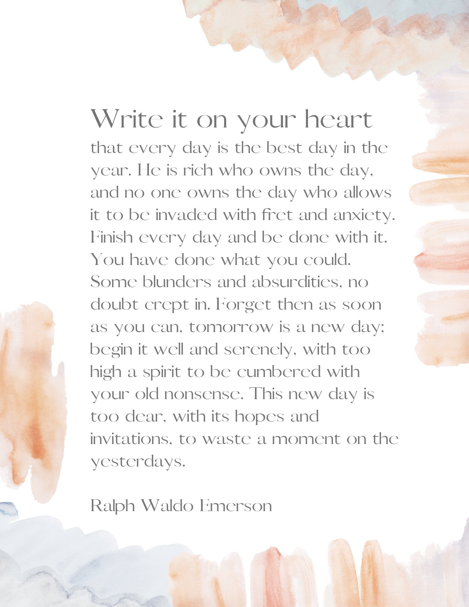 Ralph Waldo Emerson Poem Digital Print | Write It on Your Heart Wall ...