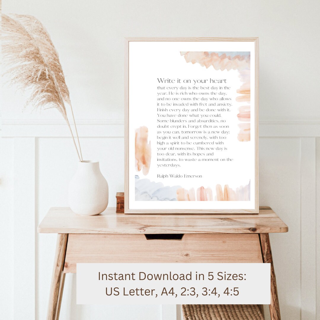 Ralph Waldo Emerson Poem Digital Print | Write It on Your Heart Wall ...