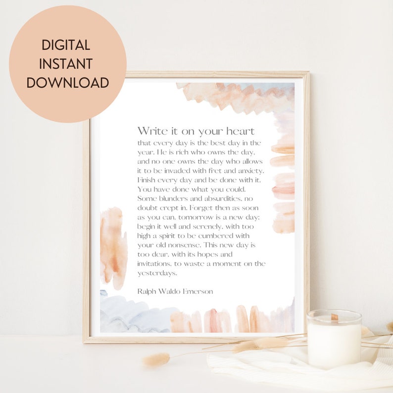 Ralph Waldo Emerson Poem Digital Print | Write It on Your Heart Wall ...