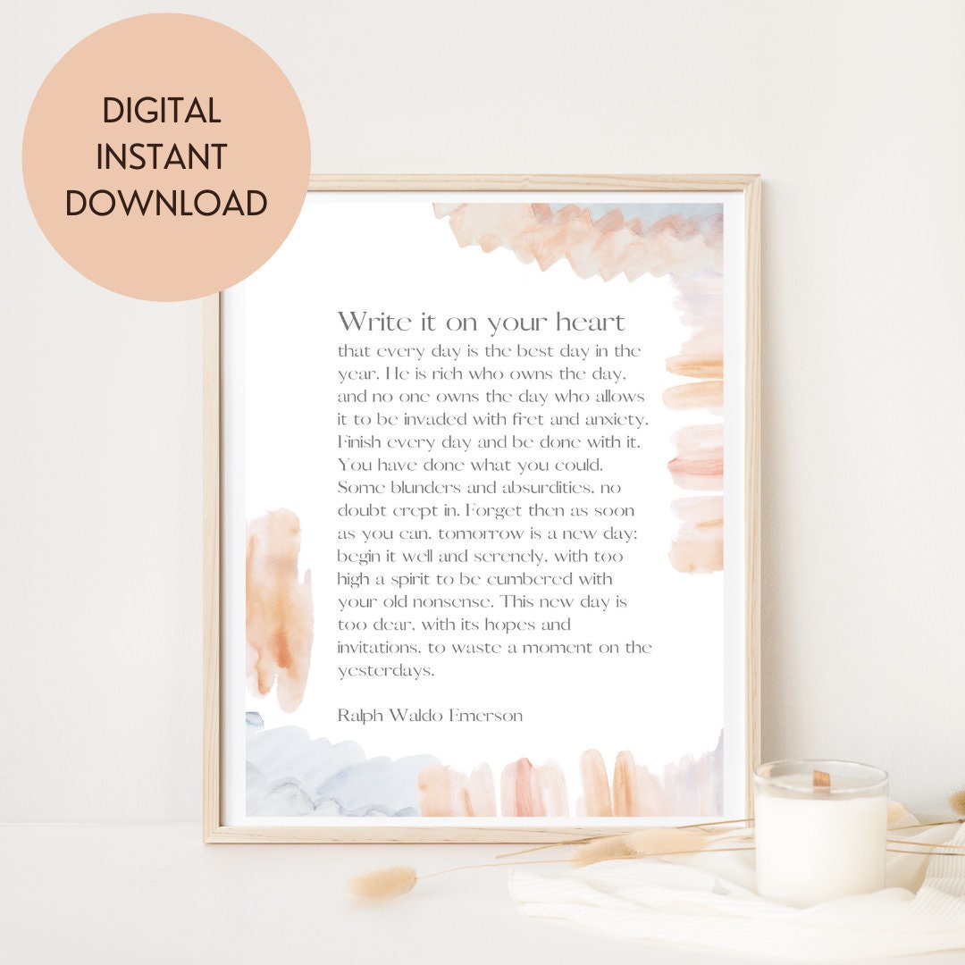 Ralph Waldo Emerson Poem Digital Print | Write It on Your Heart Wall ...