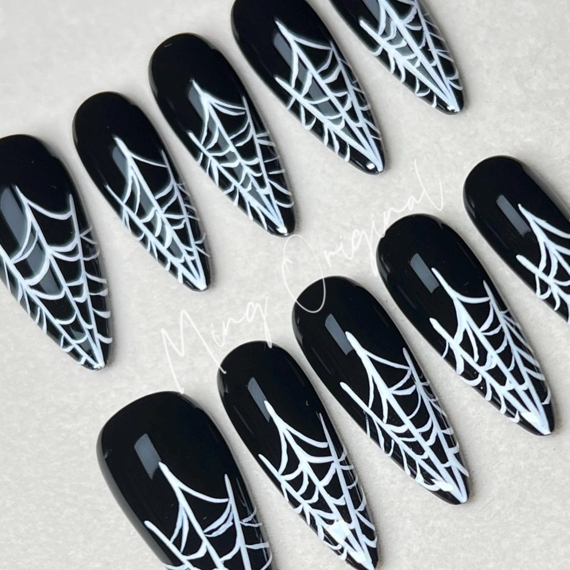 SK003  蜘蛛の巣　シルバー×ブラックネイルシール 蜘蛛の巣 スパイダー ハート ネイルシール ネイルパーツ ネイルアート