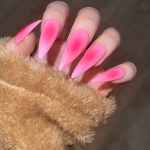 Reusable Pink Ombre Gradient Fade Pink Press on Nails, Blush y2k chic nail, Soft Pink Baby Boomer Fake nails, Jelly Nails, Matte or Glossy