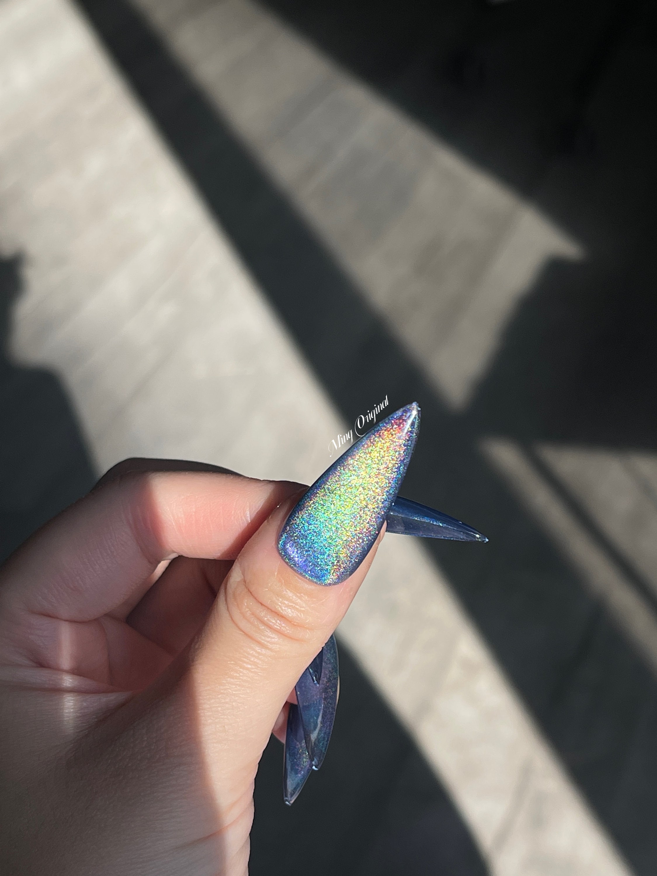 Silver Holographic Sugar Glitter Acrylics and Press on Nails