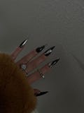 Reusable Black Silver Shiny y2k Nail press on, Fake nails, Chrome Metal Mirror textured nail, Luxury Handmade Acrylic Nails