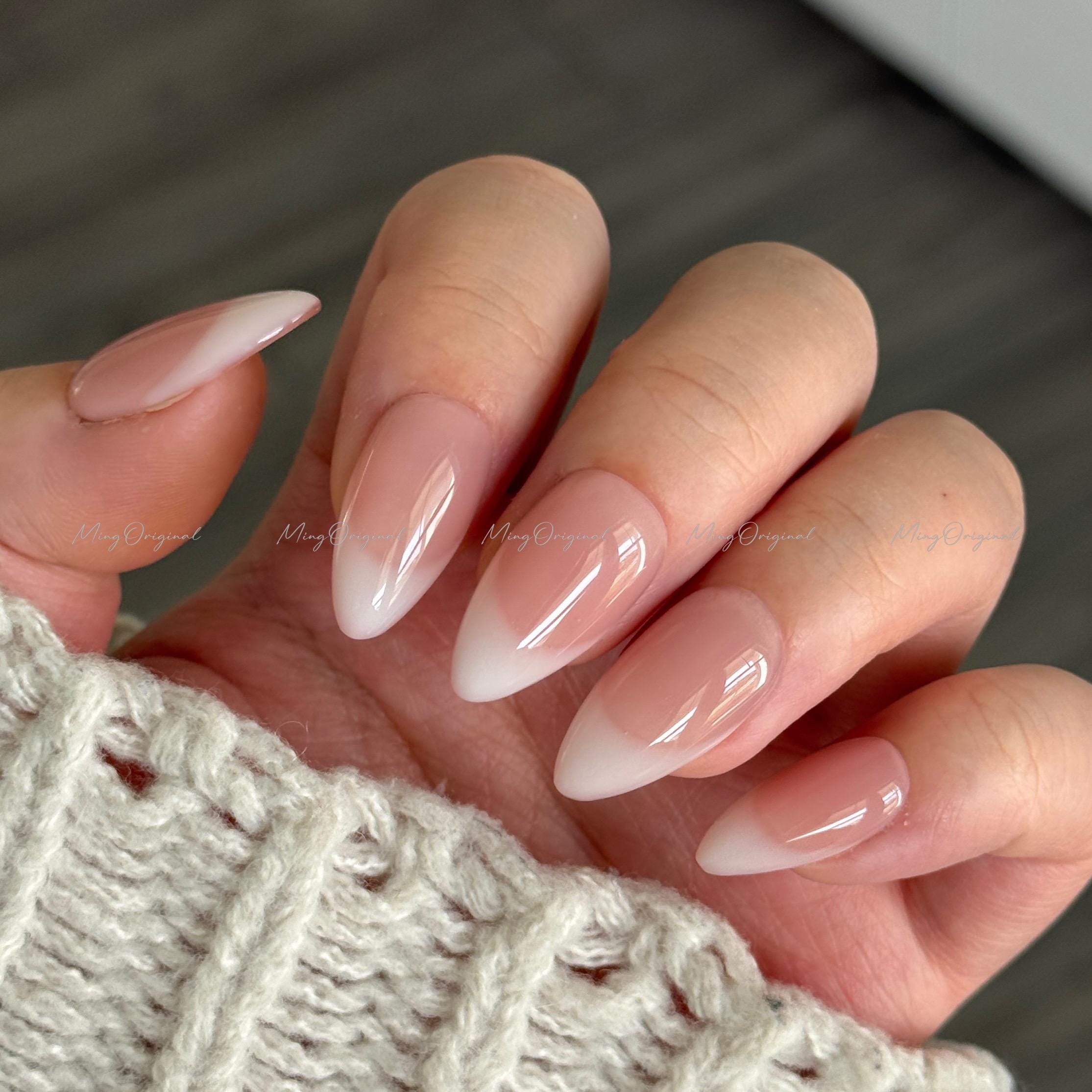 EVER NAIL エバーネイル　Milky White French Milky French Tip Natural Press on Nail, Premium Hand Paint Nails