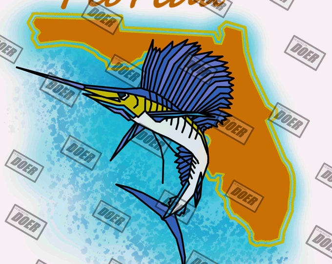 Abstract Sailfish with Florida State in the background