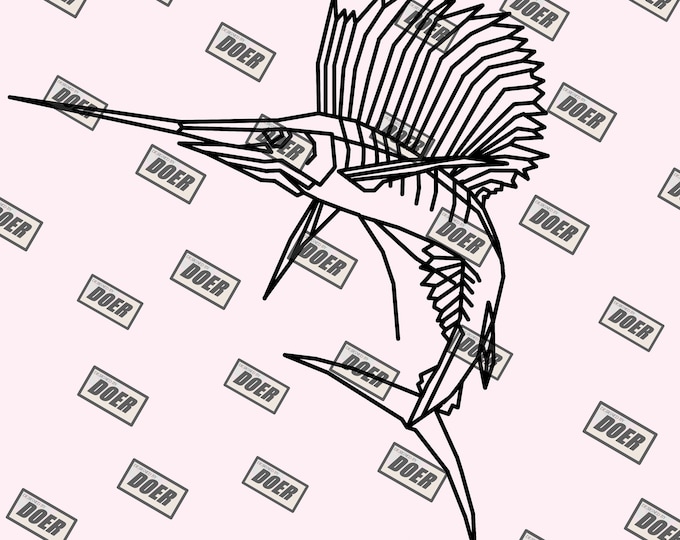 Abstract Black Outlined Sail Fish