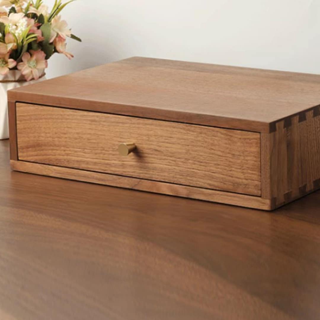 Single Black Walnut Drawer Storage, Large Capacity, Solid Wood, Wooden