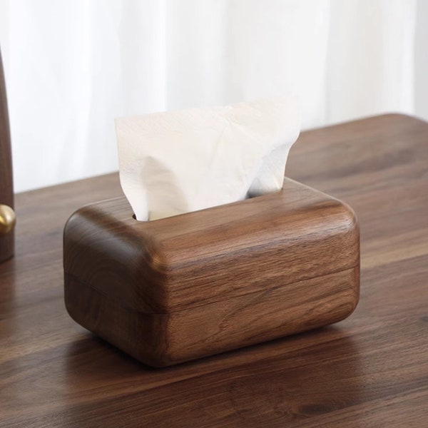 Einfacher Stil Schwarz Nussbaum Tücher Box Abdeckung, Schreibtisch Tücher Box, Massivholz Tücher Box, Wohnkultur