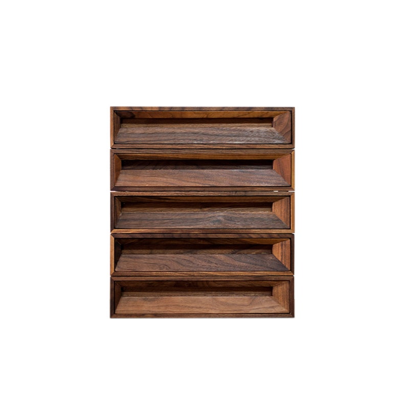 Wooden Beech Walnut Drawer, Office, Jewelry and Sundries Storage Box, Monitor Stand, Solid Wood Desktop Organization image 6