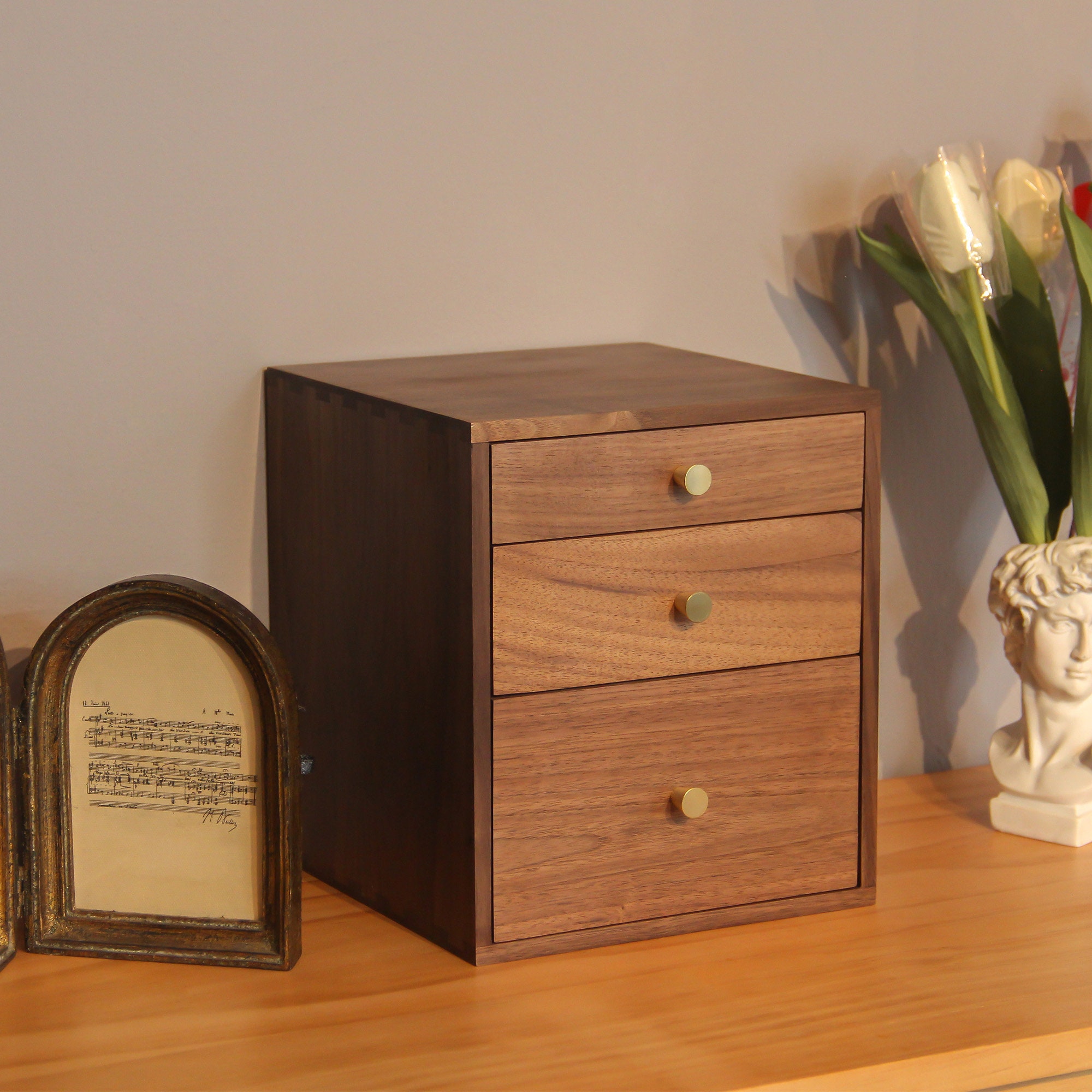 Wooden Threelayer Storage Box, Multilayer Storage Box, Solid Wooden