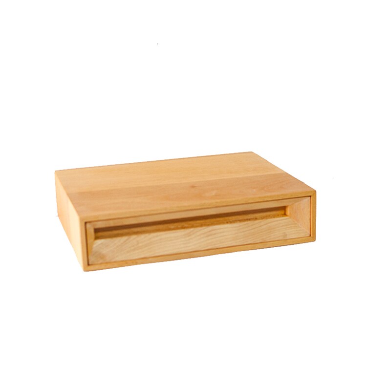 Wooden Beech Walnut Drawer, Office, Jewelry and Sundries Storage Box, Monitor Stand, Solid Wood Desktop Organization BEECH