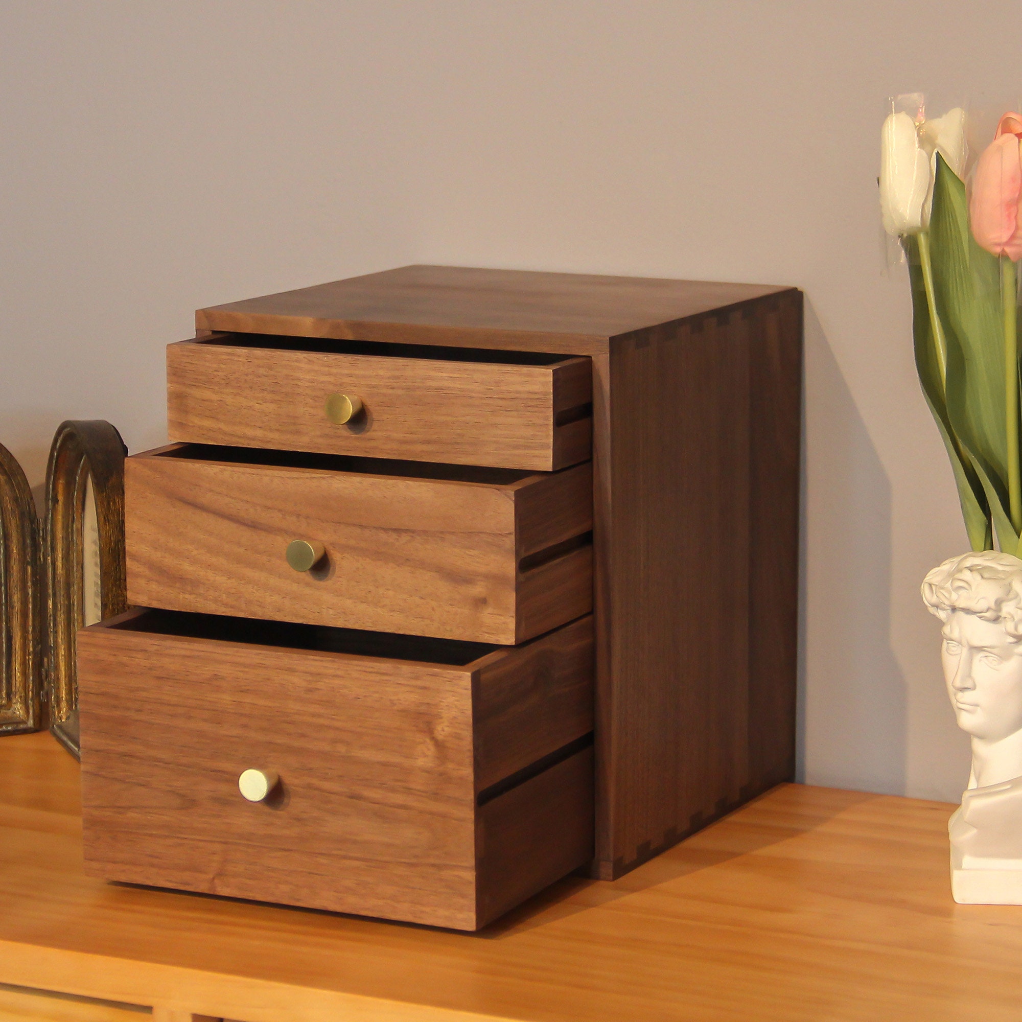 Wooden Threelayer Storage Box, Multilayer Storage Box, Solid Wooden