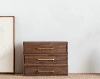 Black Walnut Single Drawer Storage Box, Solid Wood, Wooden Office Drawer Box, Desk Accessories, Drawer Organizer, Home Decor