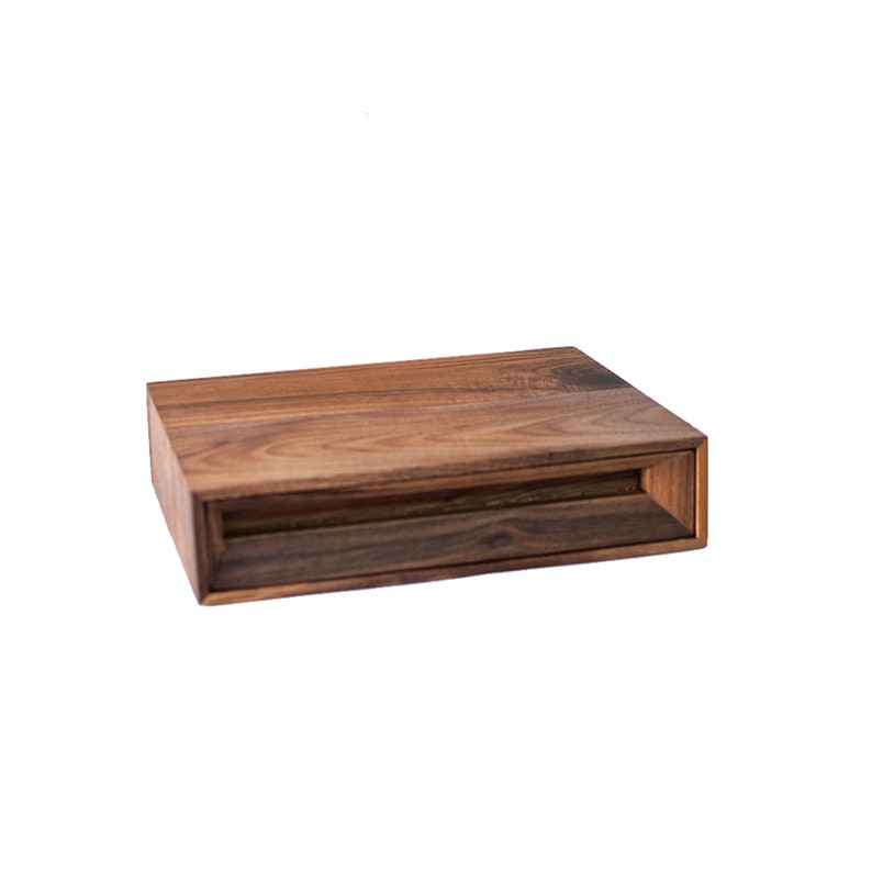 Wooden Beech Walnut Drawer, Office, Jewelry and Sundries Storage Box, Monitor Stand, Solid Wood Desktop Organization WALNUT