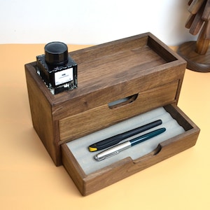 Black Walnut Storage Box, Wooden, Solid Wood Stationery Box, Drawers Pen Box, Organizer Box, Wooden Gifts