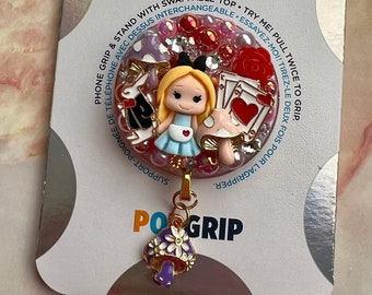 Alice in Wonderland 3D Swappable Bling Phone Grip Handmade Made to Order