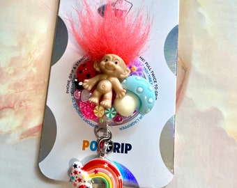3D Colorful Troll Swappable Bling Phone Grip Handmade Made to Order
