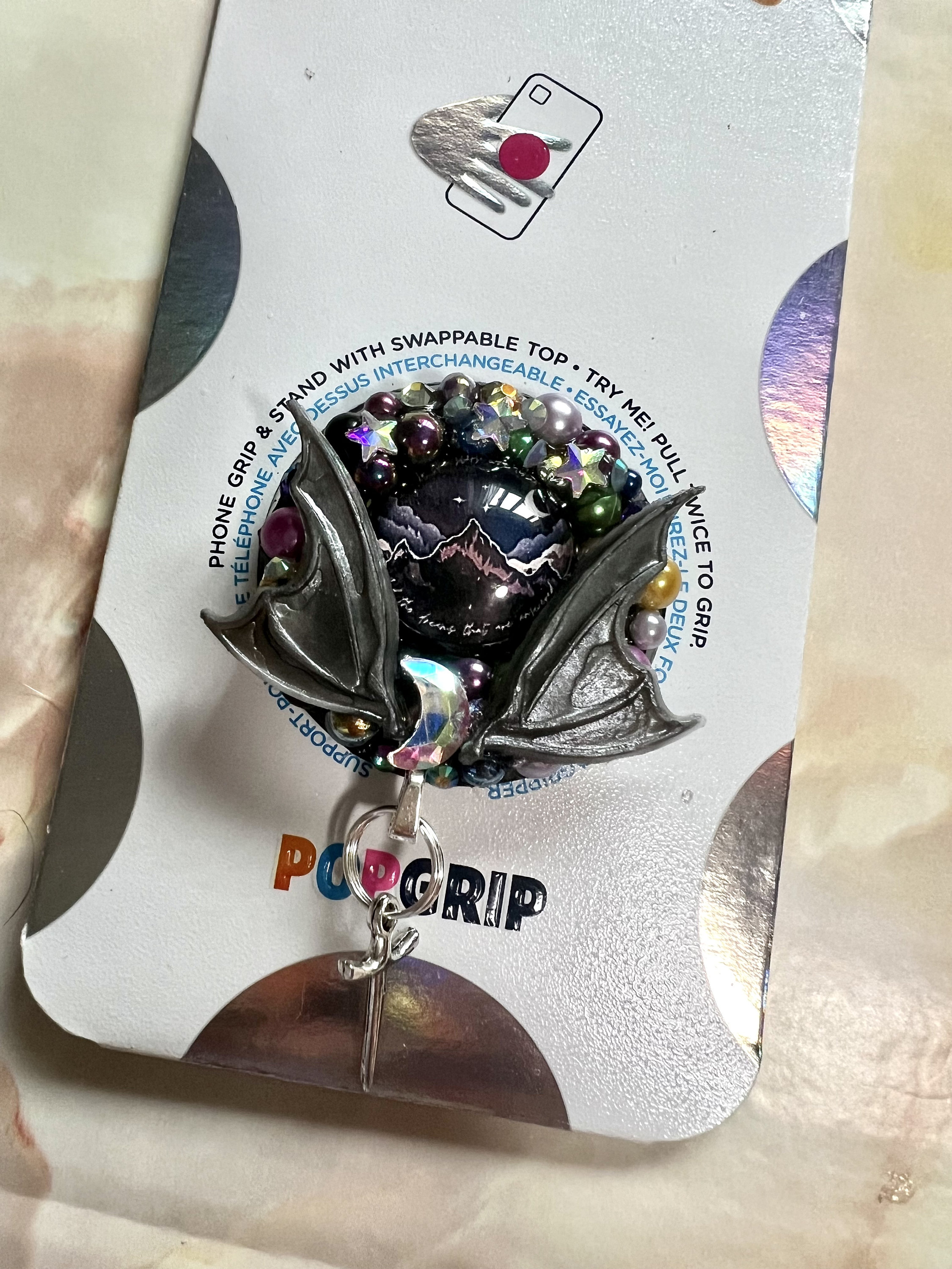 Court of Thorns Night Roses Swappable Top Bling  Grip Phone Handmade Made to Order