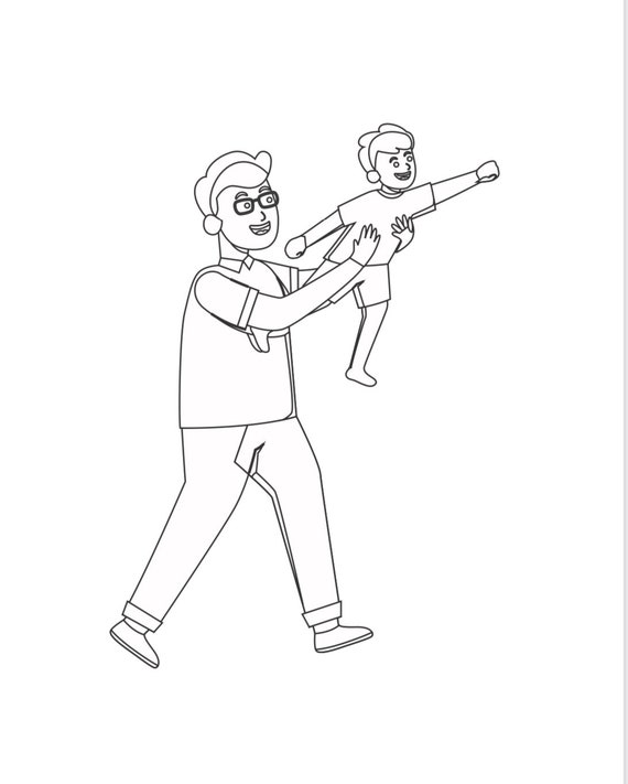 Father Son Printable Coloring Pages. Coloring Book Pages for | Etsy