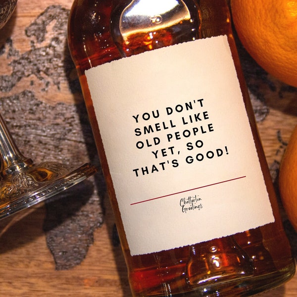 Funny Birthday Wine Label For Gift Bottles of Wine, Whiskey and Other Liquor