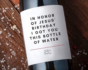 Funny Christmas Wine Label Alcohol Gift Perfect for White Elephant Gifts, Secret Santa Gifts or for Coworkers, Employees, or Work Besties