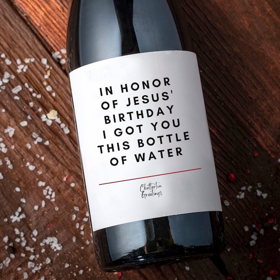 Funny Christmas Wine Label Alcohol Gift Perfect for White Elephant Gifts, Secret Santa Gifts or for Coworkers, Employees, or Work Besties
