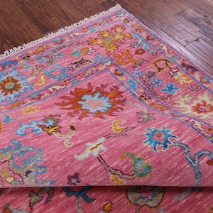 Pink Turkish Oushak Hand Knotted Wool Rug - Area Rugs For Bedroom  7X10 Gabbeh Style Carpet Floral Persion Carpet Decor rug made to Order