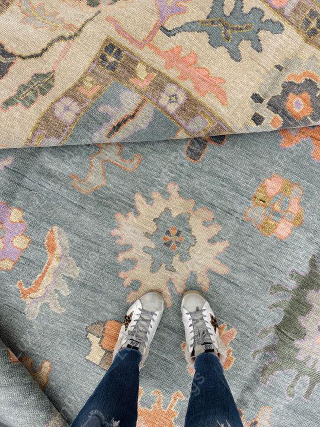 Antique Nevy Blue 4x8 3x6 Multicolor Modern Oushak Hand Knotted Rug ...