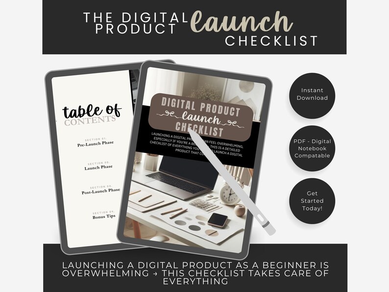 Digital Product Launch Checklist PDF | Step by Step Planner for Etsy ...