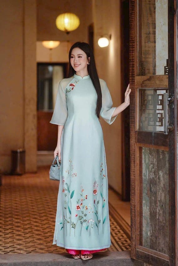 green emerald velvet dress Elegant Aqua Floral Printed Off-Shoulder Prom Dress YE3022 – yewendress main image 0