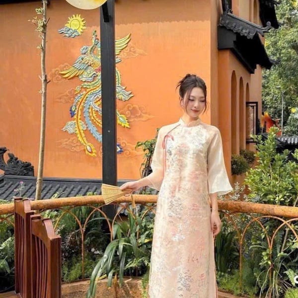 Ivory Peach Serenity Ao Dai Set