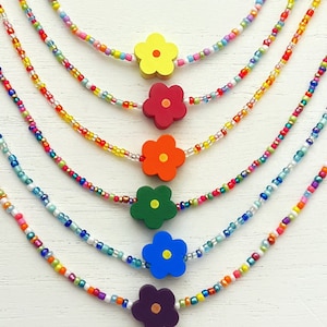 Colorful Flower Choker, Flower Necklace, Flower Choker, Colorful Choker Necklace, Colorful Bead Necklace, Seed Bead Necklace, Bead Jewelry