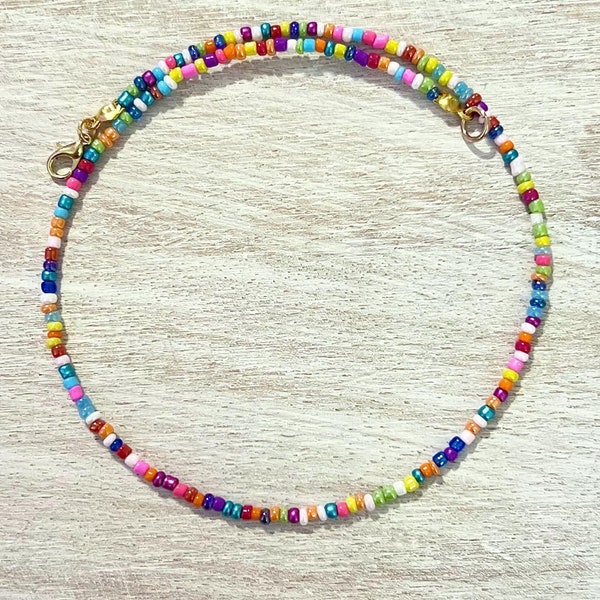 Colorful Choker Necklace, Colorful Bead Necklace, Colorful Bead Choker, Bead Choker Necklace, Seed Bead Necklace, Seed Bead Jewelry