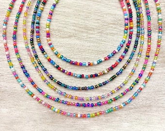 Colorful Choker Necklace, Colorful Bead Necklace, Colorful Bead Choker, Bead Choker Necklace, Seed Bead Necklace, Seed Bead Jewelry