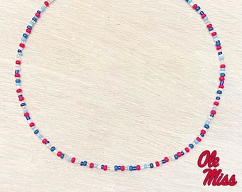 Ole Miss Rebels Beaded Game Day Choker Necklace