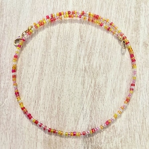 Orange & Yellow Choker Necklace, Colorful Choker Necklace, Colorful Bead Necklace, Colorful Bead Choker, Bead Choker Necklace, Seed Beads