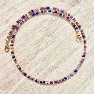 Purple Choker Necklace, Colorful Choker Necklace, Colorful Bead Necklace, Colorful Bead Choker, Bead Choker Necklace, Seed Bead Necklace