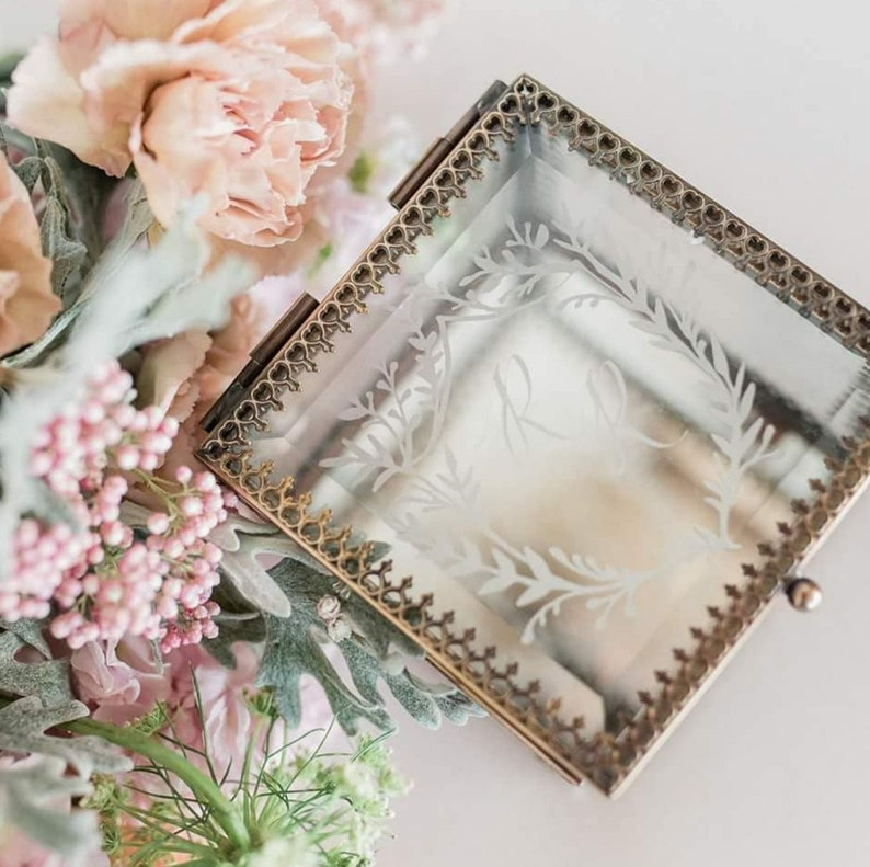 Glass Ring Box Square Wedding Ring Box Square Jewellery Box - Etsy