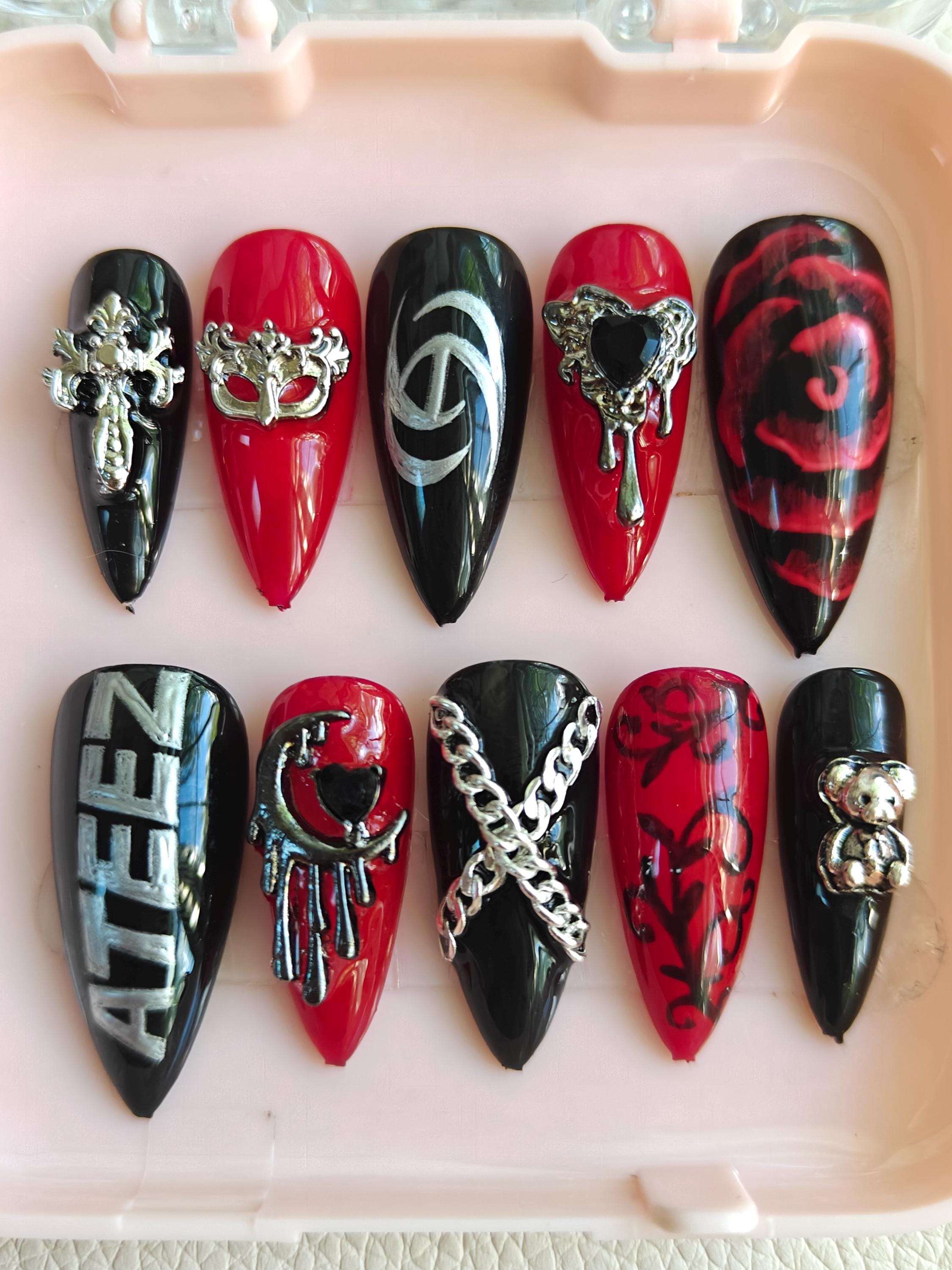 ATEEZ nail トレカ ネイル BLACK ユノ Ateez nails