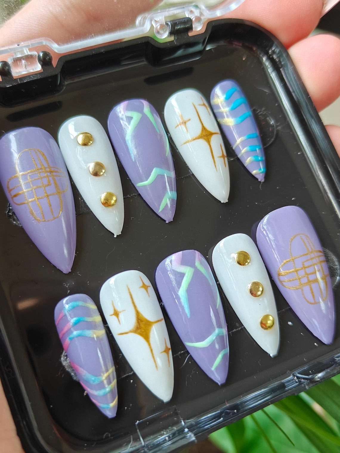 Kpop Demon Hunters Rumi Nails | Purple Celestial Star Press on Nails ...