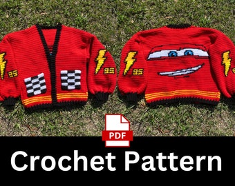 Cartoon Car Crochet Cardigan Pattern PDF, Beginner-Friendly Cardigan Pattern, Crochet Sweater Pattern