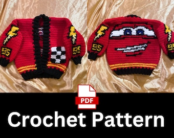 KID SIZED Cartoon Car Crochet Cardigan Pattern PDF, Beginner-Friendly Cardigan Pattern, Crochet Sweater Pattern | 2T and up